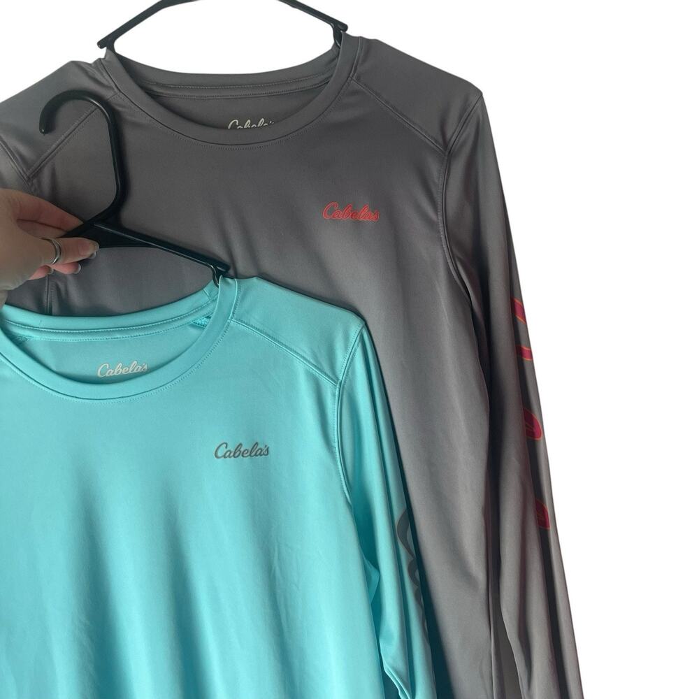 Cabela's Size Small Blue Gray Long Sleeve Performance Tops Set of 2